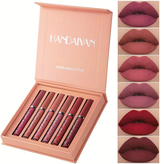 6pcs Liquid Lipstick Set, Smudge Proof Non Sticky Lip Gloss Set, Satin Texture Plumping Lip Glaze Valentine's Day Gifts