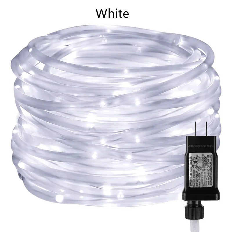 Christmas Decoration 2025 Outdoor Street Garland Winter Festoon Led Tube Rope String Light Plug-Operated 10/20/30/40M New Year