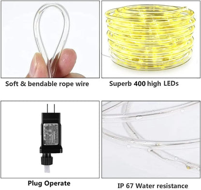 Street Garland Christmas Decorations For Home 2025 Festoon Led Tube Rope String Light Plug-Operated 10/20/30/40M New Year 2025