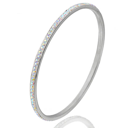 Two Row crystal rhinestone pave stainless steel bracelets & bangles for women Fashion Jewelry Bangle Accessories Drop Shipping