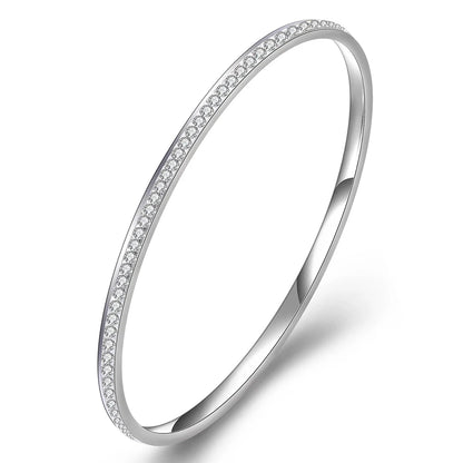 Two Row crystal rhinestone pave stainless steel bracelets & bangles for women Fashion Jewelry Bangle Accessories Drop Shipping