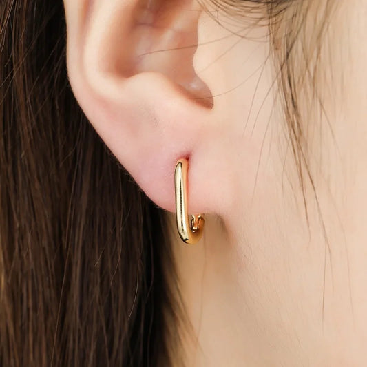 Authentic 925 Sterling Silver Korean New Trendy O-Shape Square Hoop Earrings Temperament Simple Charm Elegant Jewelry Accessorie