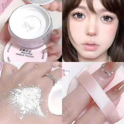 Air Setting Loose Powder Transparent White Long Lasting Matte Finish Makeup Oil Control Coverage Face Powder Cosmetics With Puff