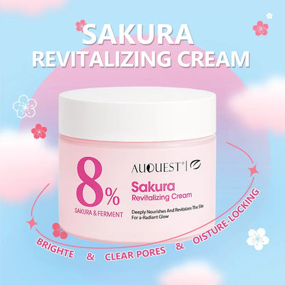 AUQUEST Sakura Face Cream Whitening Nourishing Smooth Wrinkles Hyaluronic Acid Moisturizing Korean Skin Care Cosmetics