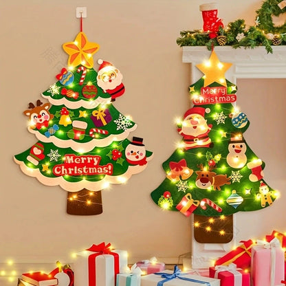 DIY Felt Christmas Tree Christmas Decoration for Home Navidad 2025 New Year Christmas Ornaments Santa Claus Xmas Kids Gifts