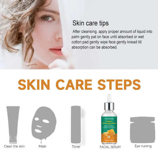 Vitamin E Manuka Honey Essence Moisturizing Face Serum Korean Skincare Products Antiwrinkle Facial Serum40ml/60ml 2025 NEW
