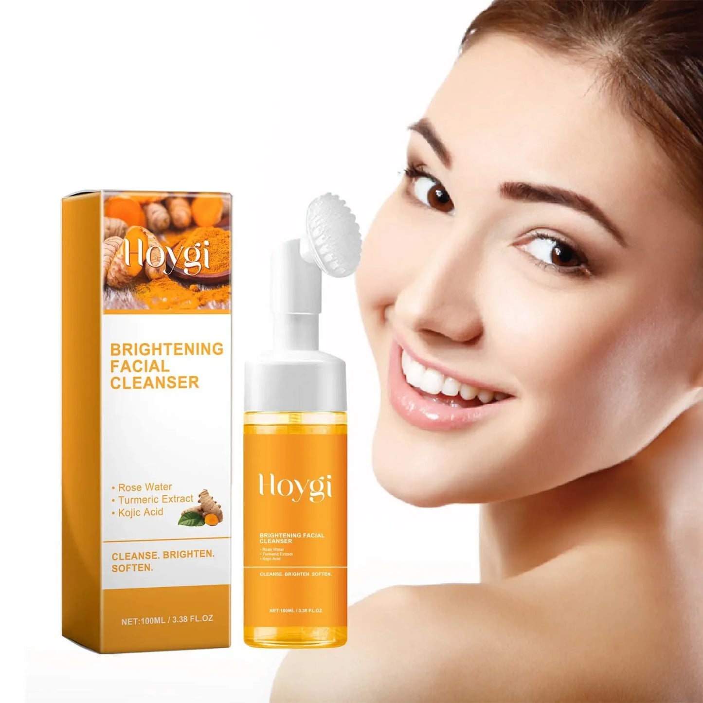 Restore Skin Radiance! Hoygi Turmeric Facial Cleanser Deep Cleansing Moisturizing Whitening and Skin-Purifying Fading Acne Marks