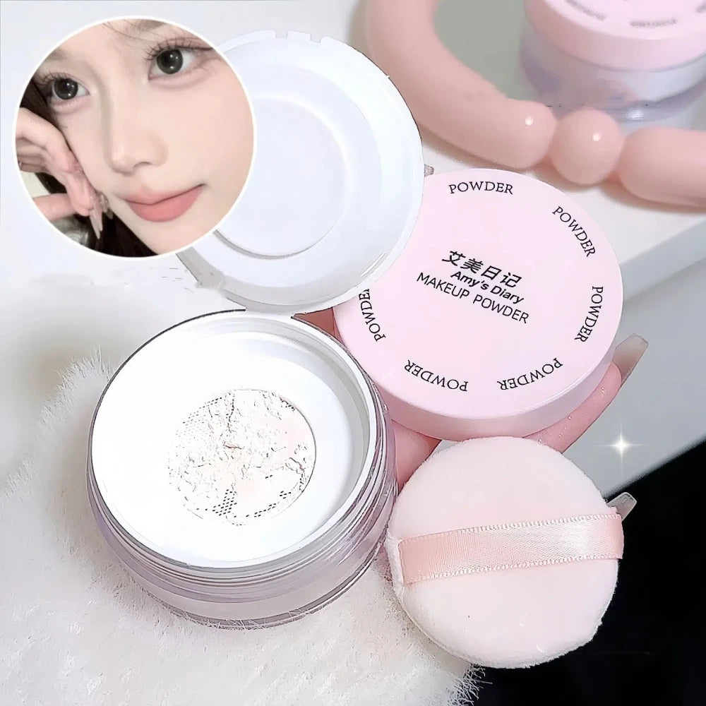 Air Setting Loose Powder Transparent White Long Lasting Matte Finish Makeup Oil Control Coverage Face Powder Cosmetics With Puff