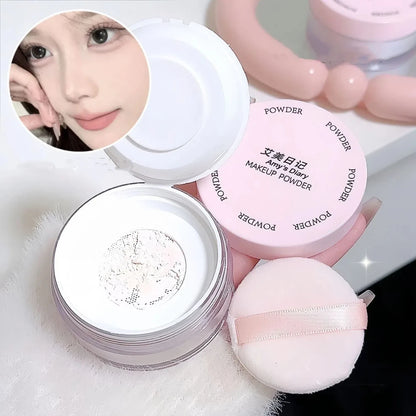 Air Setting Loose Powder Transparent White Long Lasting Matte Finish Makeup Oil Control Coverage Face Powder Cosmetics With Puff