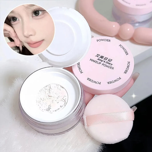Air Setting Loose Powder Transparent White Long Lasting Matte Finish Makeup Oil Control Coverage Face Powder Cosmetics With Puff