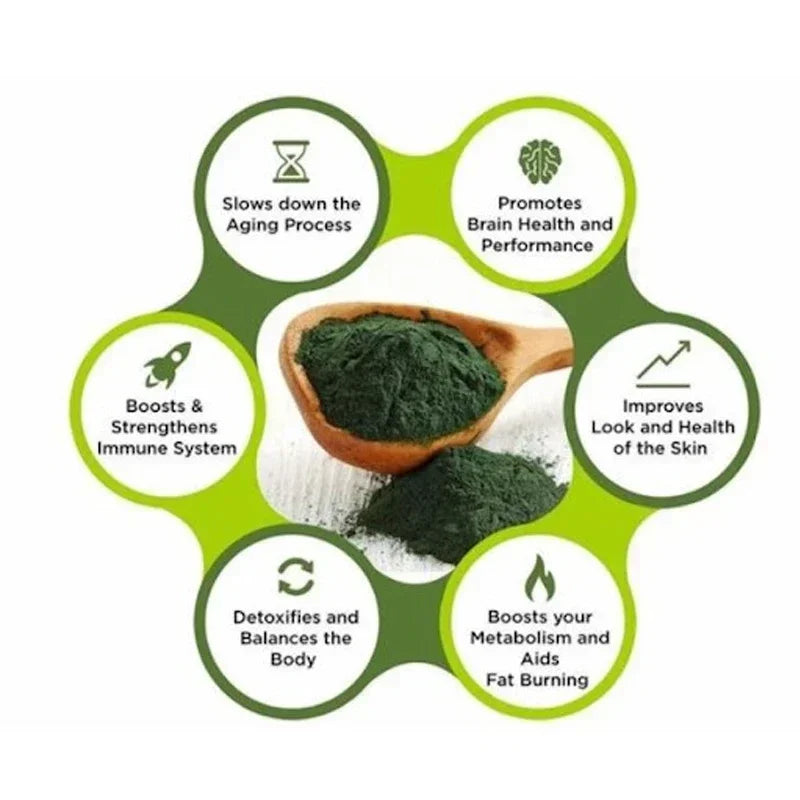 Organic Spirulina Capsules - Supports Cardiovascular and Immune Health, Promotes Blood Circulation, Enhances Energy, Antioxidant
