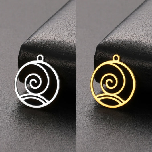5pcs Stainless Steel Fire Water Air Elements Symbol Charms For Jewelry Making Hollow Round Pendant Necklace Bracelet DIY Gifts