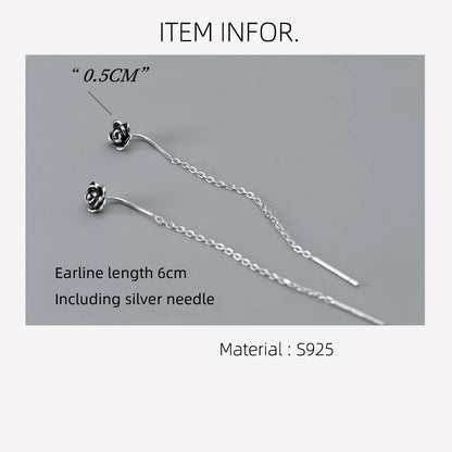 La Monada Stud Earrings For Women 925 Sterling Short Hanging Black Flower Retro Woman Earring Silver 925 Earring Jewelry Female