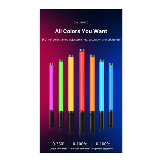 A97ZZ Ulanzi VL119 RGB Stick Light Handheld Light Wand LED Video Light Portable Photography Lighting Fill Lamp