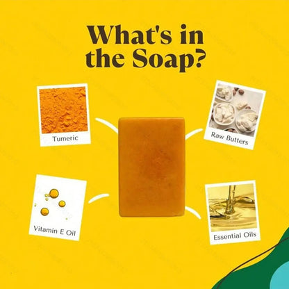 100g Turmeric & Kojic Acid Soap, Whitening, Anti-aging, Moisturizing Handmade Soap for Face & Body, Dark Spot & Acne Treatment