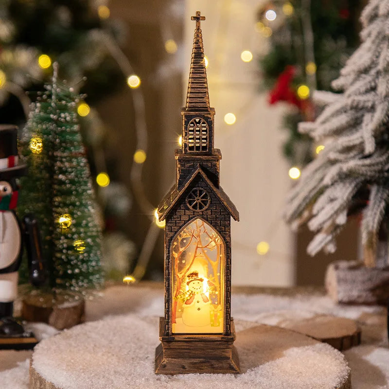 Christmas Glowing House Light Desktop Santa Claus Snowman Fairy Light Lantern for Home Navida Light Xmas Neol 2025 Desktop Decor