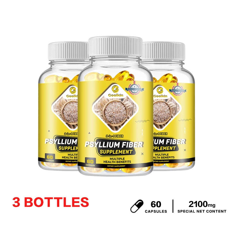 Psyllium Fiber Capsules - Organic Fiber Supplement - Supports Healthy Digestive System, Colon Cleansing