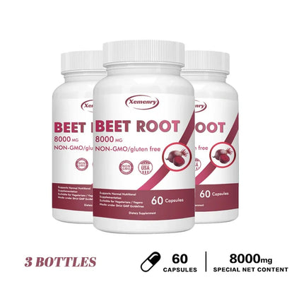 Beetroot Capsules 8000mg - Supports Heart Health, Promotes Digestive Health, and Improves Immunity