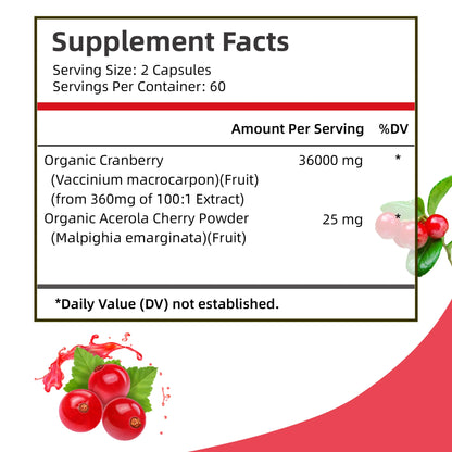 Cranberry Capsules - Urinary Tract Cleansing, Bladder Health, Antioxidant