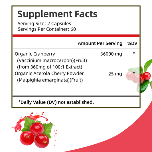 Cranberry Capsules - Urinary Tract Cleansing, Bladder Health, Antioxidant