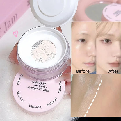 Air Setting Loose Powder Transparent White Long Lasting Matte Finish Makeup Oil Control Coverage Face Powder Cosmetics With Puff