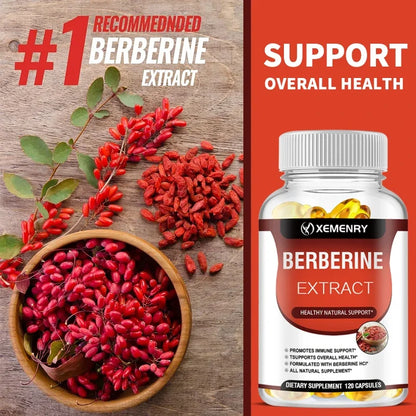 Berberine Capsules - Supports Bone and Cardiovascular Health, Promotes Metabolism, Anti-oxidation, and Enhances Immunity