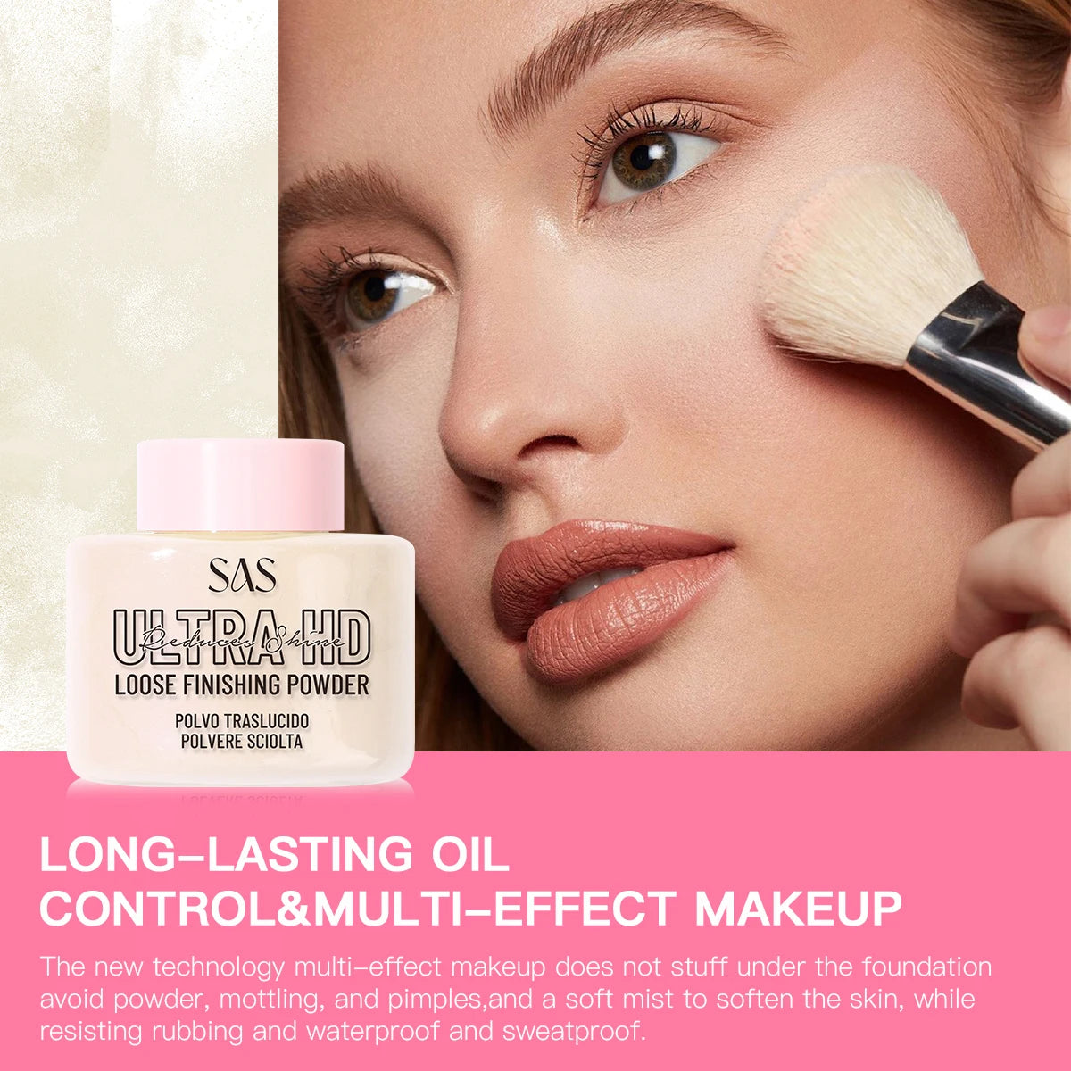 Setting powder, oil-control matte makeup effect, long-lasting waterproof, brightens skin tone, creates a perfect makeup