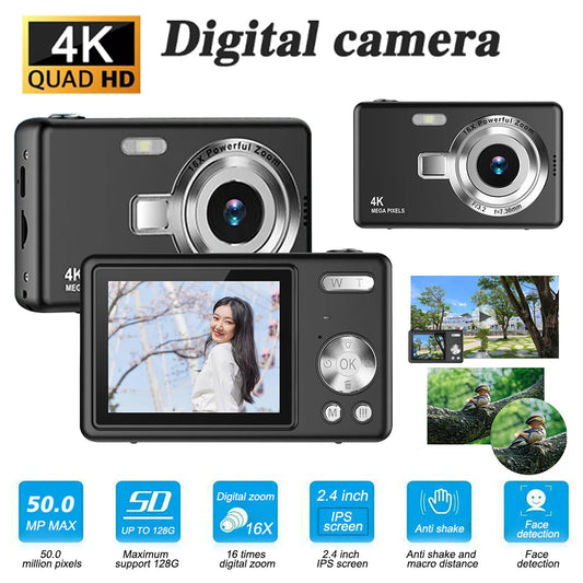 4K Digital Camera For Photo & Video 2.4" IPS Display Screen 16x Optical Zoom 1080P HD Camera For Kid Adult Photography Home