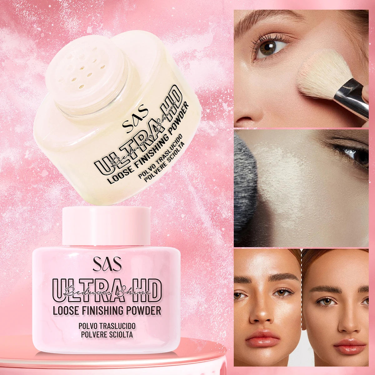 Setting powder, oil-control matte makeup effect, long-lasting waterproof, brightens skin tone, creates a perfect makeup