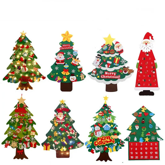 DIY Felt Christmas Tree Christmas Decoration for Home Navidad 2025 New Year Christmas Ornaments Santa Claus Xmas Kids Gifts