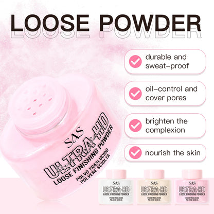Setting powder, oil-control matte makeup effect, long-lasting waterproof, brightens skin tone, creates a perfect makeup