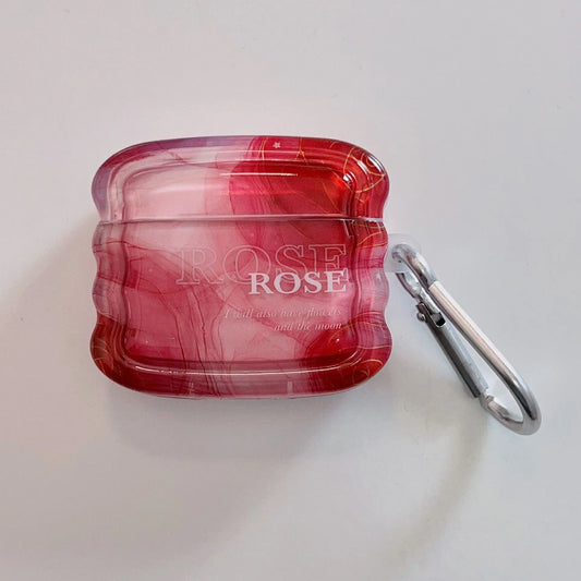 Wireless Bluetooth case for AirPods1/2 /3 AirPods4 AirPods Pro pro2nd tpu flower pattern earphone cover Red Rose With Keychain