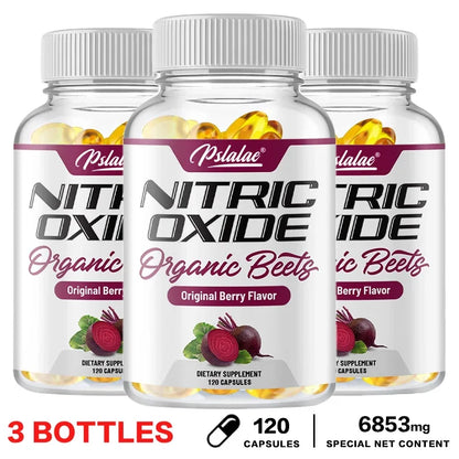 Nitric Oxide Capsules - with Beetroot, Helps Build Muscle, Supports Blood Flow, Circulation, Support Energy, Strength, Endurance