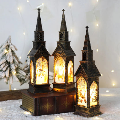 Christmas Glowing House Light Desktop Santa Claus Snowman Fairy Light Lantern for Home Navida Light Xmas Neol 2025 Desktop Decor