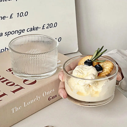 Ins Style Glass Cup - High-Quality Ice Cream, Yogurt, Dessert, and Pudding Bowl for Women - Perfect for Summer and Home Use