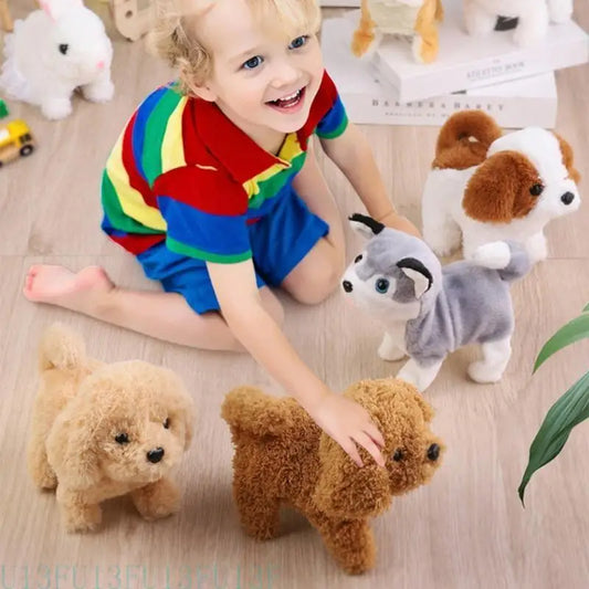U13F Walking Barking Cute Puppy Pet Dog Toy with Battery Control Halloween Birthday Gift for 3 Year Old Boys Girls