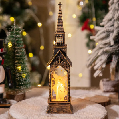 Christmas Glowing House Light Desktop Santa Claus Snowman Fairy Light Lantern for Home Navida Light Xmas Neol 2025 Desktop Decor