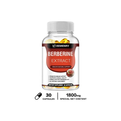 Berberine Capsules - Supports Bone and Cardiovascular Health, Promotes Metabolism, Anti-oxidation, and Enhances Immunity