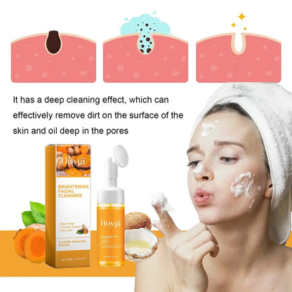 Restore Skin Radiance! Hoygi Turmeric Facial Cleanser Deep Cleansing Moisturizing Whitening and Skin-Purifying Fading Acne Marks