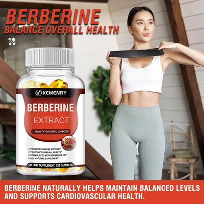 Berberine Capsules - Supports Bone and Cardiovascular Health, Promotes Metabolism, Anti-oxidation, and Enhances Immunity