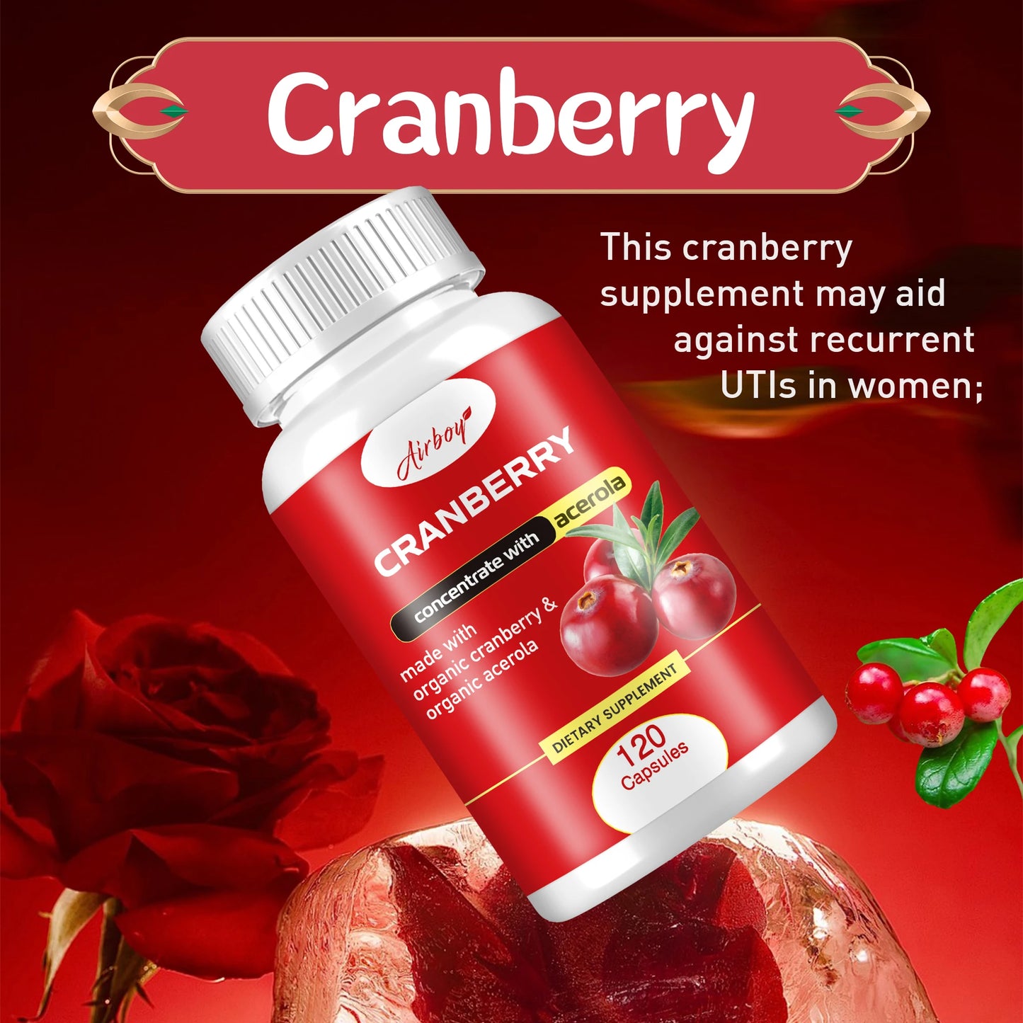 Cranberry Capsules - Urinary Tract Cleansing, Bladder Health, Antioxidant