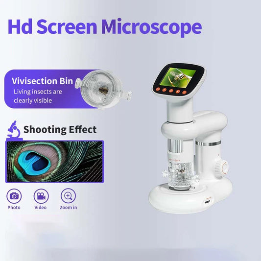 DDCAMERA Digital Microscope 2.0 Inch IPS Screen Portable Digital Magnifying Glass 100X With 8LED Lights Take Photos and Videos