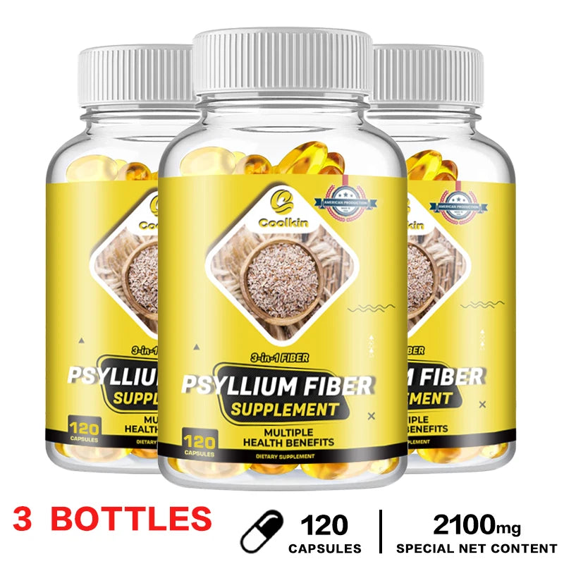 Psyllium Fiber Capsules - Organic Fiber Supplement - Supports Healthy Digestive System, Colon Cleansing