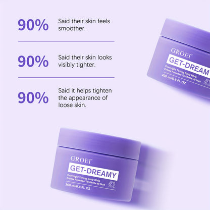 2pcs GROEI Night Firming Body Cream 6.76oz - Hypoallergenic & Quick-Results Firming Cream with Tallow Tree Leaf & Caffeine, Hydrating Botanical Blend (Milk Thistle/Chamomile/Mint) for All Light Beige Types, Overnight Nourishm