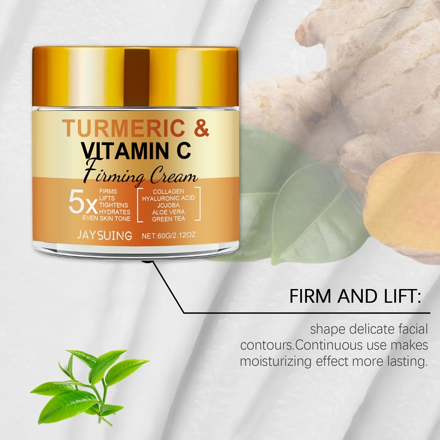 2 Boxes Of Turmeric & Vitamin C Firming Cream With Collagen, Moon Orange, Vitamin E - Suitable For All Skin Types, Vitamin A Acid For Moisturizing, Firming And Evening Out Skin Tone, Korean Skincare