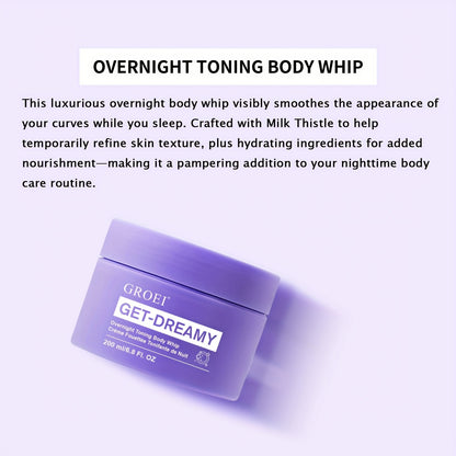 2pcs GROEI Night Firming Body Cream 6.76oz - Hypoallergenic & Quick-Results Firming Cream with Tallow Tree Leaf & Caffeine, Hydrating Botanical Blend (Milk Thistle/Chamomile/Mint) for All Light Beige Types, Overnight Nourishm