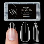 Modelones Almond Fake Nail Tips -500Pcs Medium Gel X Nail Tips Pre-Shaped Half Matte Full Cover Clear Acrylic Nails Gel Kit False Nail Tip Press on Nails for Nail Extension Diy Salon