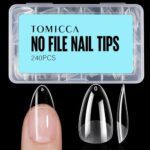 Tomicca Almond Nail Tips Acrylic False Nails 240Pcs Almond Nails Gel Nail Tips Short Almond Gel X Tips Half Matte Nail Extension Tips Home Diy Nail Salon